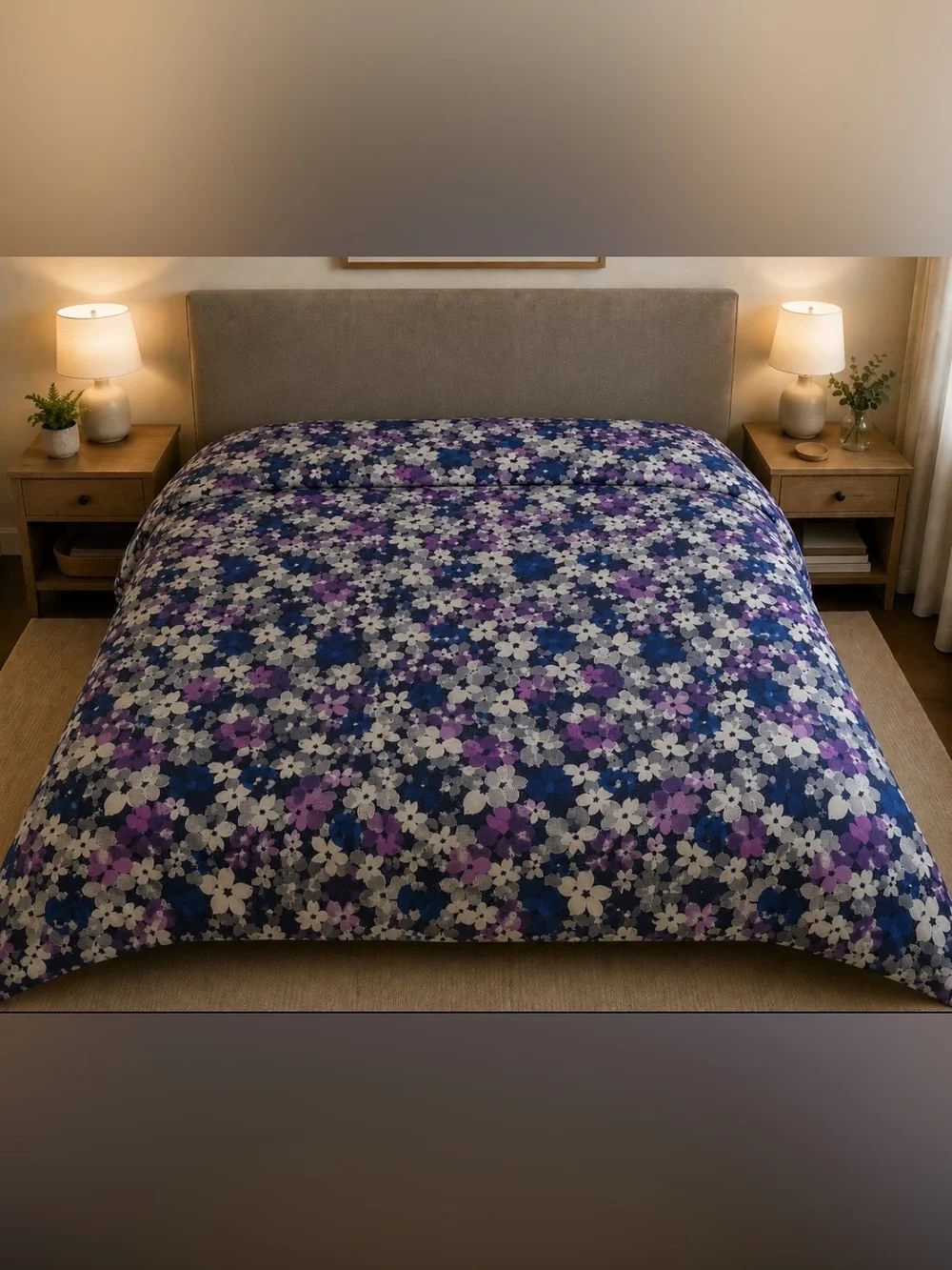 Kate Spade Floral Queen Size Comforter in Blue, Purple & White
